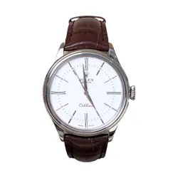 ROLEX 50509 CELLINI TIME WHITE DIAL BROWN LEATHER STRAP 39MM WATCH 2016