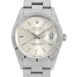 ROLEX OYSTER PERPETUAL DATE 15210 SILVER BAR U NUMBER SECOND HAND MENS