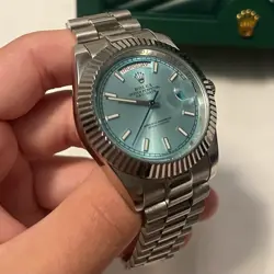 ROLEX DAY-DATE SILVER WATCH WITH SILVER BEZEL NO BOX