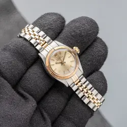 LADY ROLEX OP  TWO TONE STAINLESS/GOLD  WATCH 6719 26MM ON RARE USA BRACELET