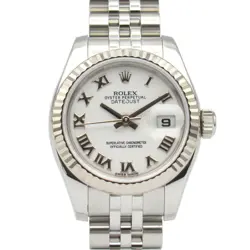 ROLEX DATEJUST RANDOM SERIAL K18WG SS LADIES WHITE RO 179174 #MM059
