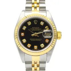 ROLEX DATEJUST 10P DIAMOND Y-SERIES K18YG SS LADIES BLACK NP 79173G #MM062
