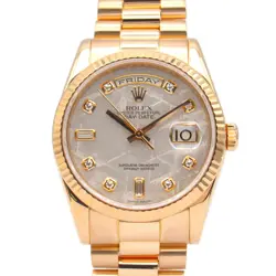 ROLEX DAY-DATE DIAMOND 2P BAGUETTE DIAMOND K18PG MEN'S MET RB118235A #MM002