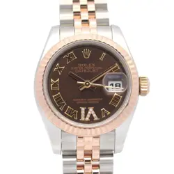 ROLEX DATEJUST VI DIAMOND G SERIES K18PG SS LADIES CHOCOLATE/RO 179171 #MM026