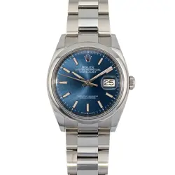 ROLEX 126200 DATEJUST 36 BRIGHT BLUE SUNBURST DIAL 36MM 2023 BOX & PAPERS