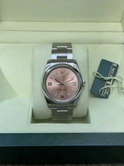 ROLEX 114200 PINK AIR KING 34MM OYSTER  WATCH AUTOMATIC STAINLESS