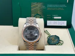 NEW ROLEX DATEJUST 126231 SLATE WIMBLEDON 18K ROSE GOLD STEEL BOX PAPER STICKERS