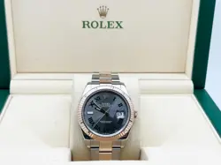 ROLEX DATEJUST 41 126331 SLATE WIMBLEDON DIAL 18K ROSE GOLD STAINLESS STEEL BOX