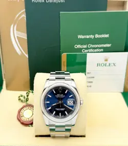 ROLEX DATEJUST 116200 36MM BLUE DIAL STAINLESS STEEL BOX PAPER