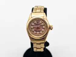 $25,000 ROLEX OYSTER PERPETUAL PINK MOP DIAMOND 18K YELLOW GOLD LADIES WATCH WTY