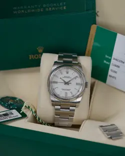 ROLEX OYSTER PERPETUAL 116000 STEEL RARE WHITE STICK DIAL WATCH BOX PAPERS