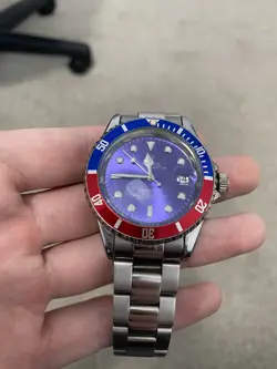 ROLEX OYSTER PERPETUAL SUBMARINER PURPLE DIAL STAINLESS WATCH