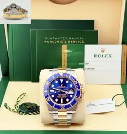 ROLEX SUBMARINER BLUESY 116613LB 40MM BLUE CERAMIC 18K GOLD STEEL BOX PAPERS