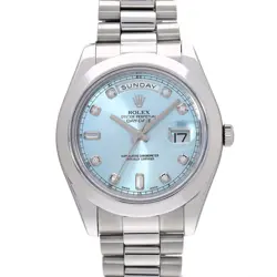 ROLEX DAY-DATE II 218206 RANDOM SERIAL ICE BLUE/DIAMOND MENS WATCHES MECHANI...