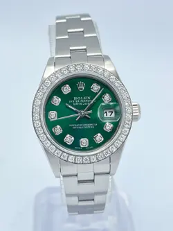 ROLEX DATEJUST 26MM 79160 GREEN DIAMOND DIAL & DIAMOND BEZEL BOX OYSTER