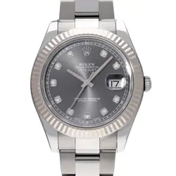 ROLEX DATEJUSTII 116334G GRAY/DIAMOND WATCH 679397