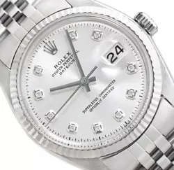 ROLEX MENS DATEJUST WHITE DIAL 18K WHITE DIAMOND WATCH - JUBILEE BAND