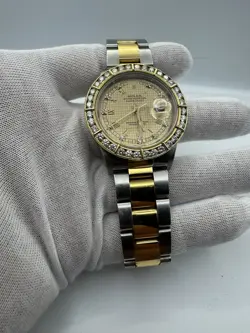 ROLEX DATEJUST RARE HOUNDSTOOTH DIAMOND DIAL WITH DIAMOND BEZEL