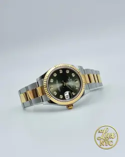 NEW 2025 ROLEX DATEJUST 31 GREEN DIAMOND DIAL 2 TONE YELLOW GOLD OYSTER BRACELET