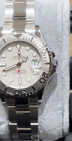 ??ROLEX - PLATINUM & SS YACHMASTER 35MM MIDSIZE PLATINUM DIAL 168622 BOX PAPERS