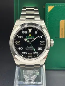 ROLEX AIR-KING 116900 BLACK DIAL STAINLESS STEEL WATCH WITH PAPERS