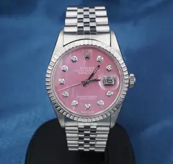 ROLEX DATEJUST SS 36MM PINK DIAMOND DIAL JUBILEE 16030 WARRANTY 1987 W1170