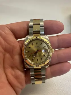 ROLEX DATEJUST TURN-O-GRAPH GOLD & STEEL GOLD DIAL 36MM AUTOMATIC MENS 116263