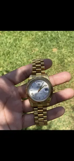 ROLEX DATEJUST 18K GOLD BEZEL WHITE ROMAN DIAL 36MM 16234 CASE