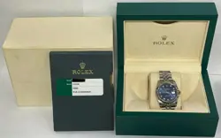 ROLEX DATEJUST 116234 DIAMOND BLUE DIAL 18K FLUTED BEZEL 36MM 2016 AUTOMATIC.