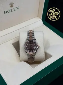 ROLEX DATEJUST NEW 2025 CHOCOLATE DIAMOND TWO TONE ROSE GOLD FLUTED JUBILEE