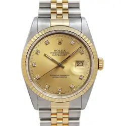 ROLEX 16233G DATEJUST GOLD 10P DIAMOND S-SERIAL #KN271