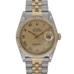 ROLEX 16233 DATEJUST CHAMPAGNE GOLD ROMAN W SERIAL #KN291