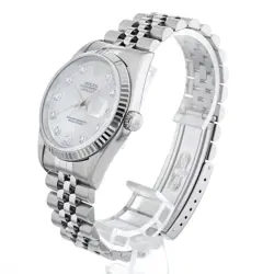 ROLEX DATEJUST 16234NG DIAMOND WATCH, WHITE SHELL DIAL, STAINLESS STEEL
