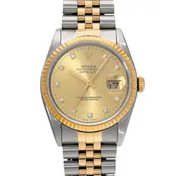 ROLEX DATEJUST 16233G MENS WATCH CHAMPAGNE DIAL 18K GOLD JUBILEE BRACELET USED