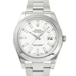 ROLEX DATEJUST II 41MM STAINLESS STEEL WHITE BAR DIAL MEN'S WATCH