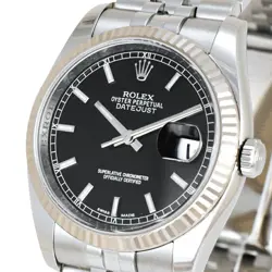 ROLEX DATEJUST 36MM STAINLESS STEEL BLACK DIAL AUTOMATIC USED