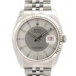 ROLEX MEN'S DATEJUST SS WATCH GRAY SILVER DIAL 116234 AUTOMATIC USED