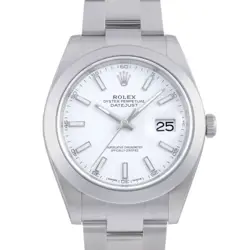 ROLEX DATEJUST 126300 MEN'S WATCH WHITE BAR DIAL STAINLESS STEEL 41MM