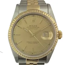 ROLEX DATEJUST 16233 GOLD DIAL, STAINLESS STEEL & YELLOW GOLD, USED