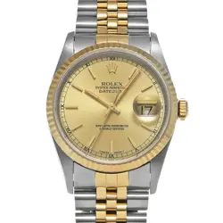 ROLEX DATEJUST 16233 MENS WATCH 36MM CHAMPAGNE DIAL USED