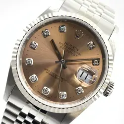 ROLEX DATEJUST 16234G DIAMOND BROWN DIAL 10P, W SERIAL 1994-95 USED