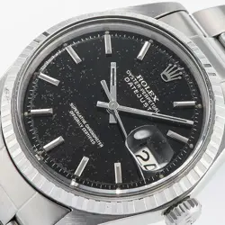 ROLEX DATEJUST REF 1603 MENS 36MM BLACK DIAL SS WATCH, USED