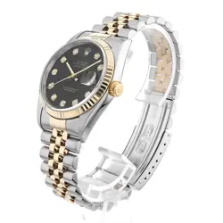 ROLEX DATEJUST 16233G DIAMOND 36MM BLACK DIAL STAINLESS & YG USED