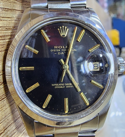 ROLEX OYSTER PERPETUAL DATE WATCH 15000 AUTOMATIC 34MM BLACK DIAL STEEL