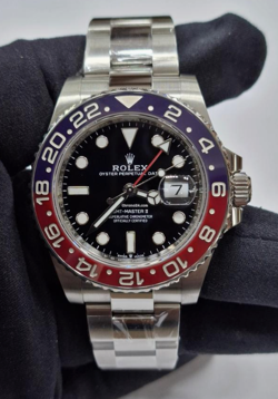 ROLEX GMT-MASTER II 126710BLRO PEPSI OYSTER STEEL PREOWNED WATCH. B16509