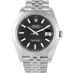 ROLEX DATEJUST 41 BLACK DIAL STEEL AND WHITE GOLD JUBILEE WATCH 126334