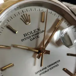 VINTAGE ROLEX OYSTER 18K  GOLD AND STAINLESS STEEL,  SILVER DIAL  34MM REF 15203