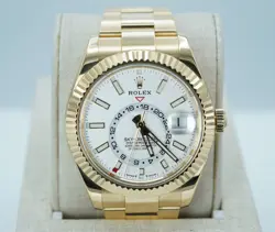 ROLEX 336938 SKY-DWELLER YELLOW GOLD WHITE STICK DIAL 2023 WARRANTY FULL SET