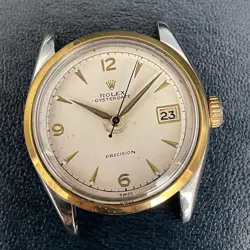 HIGH END ROLEX PRECISION GOLD BEZEL 6294 OYSTER DATE 32MM MANUAL WINDING MENS WR