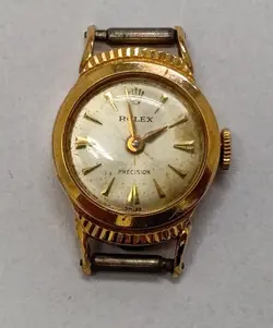OPERATIONAL ITEM ROLEX PRECISION 9285 18K TOP ONLY MANUAL WIND LADIES WATCH WITH
